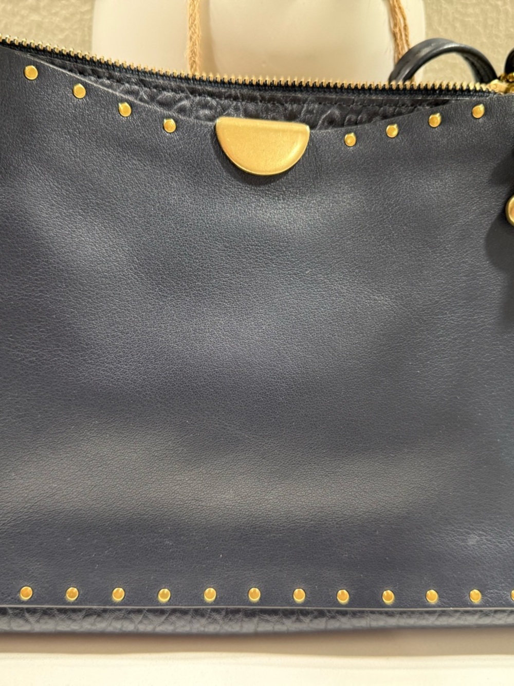 Coach Navy Leather Studded Crossbody with Gold Hardware - Picture 2 of 8